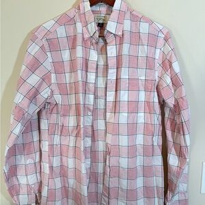 J. Crew Pink and White Plaid Button Down Shirt
